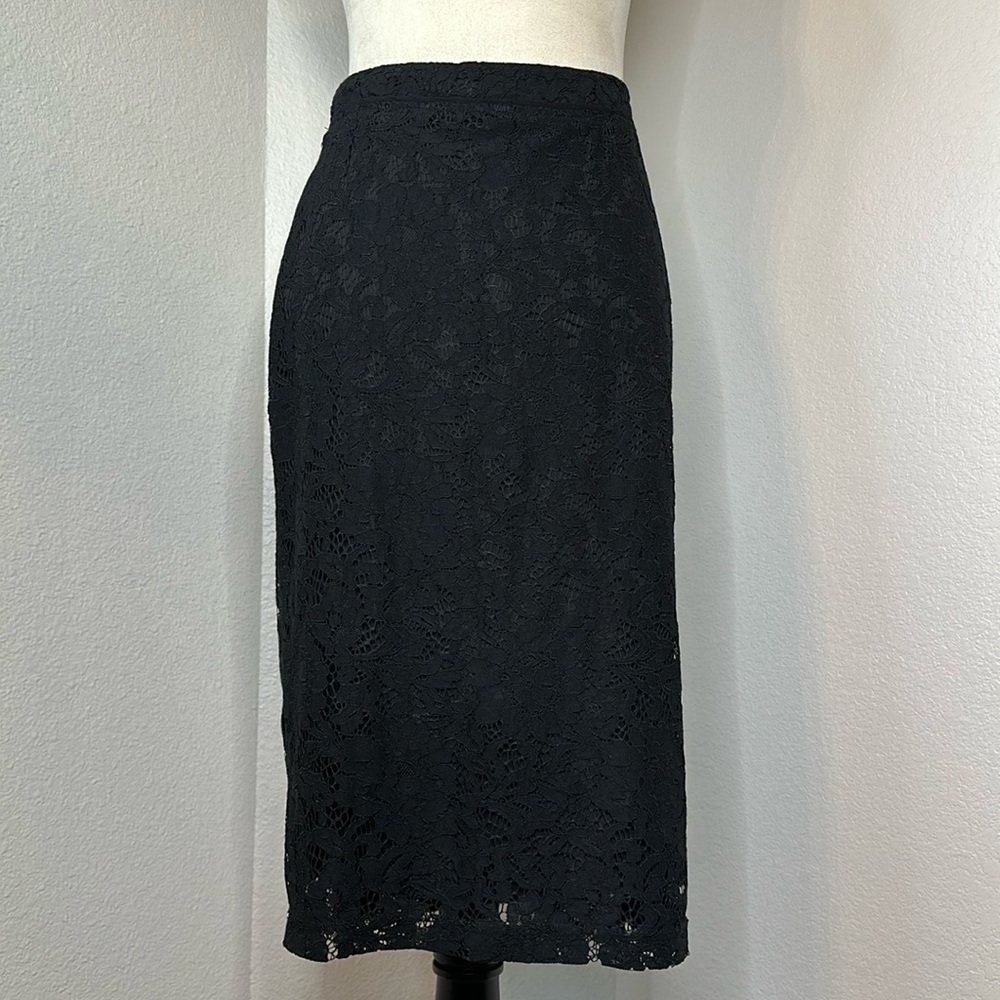 Who What Wear Black Lace High Waisted Pencil Midi Skirt Size 6 NWOT - Picture 3 of 11